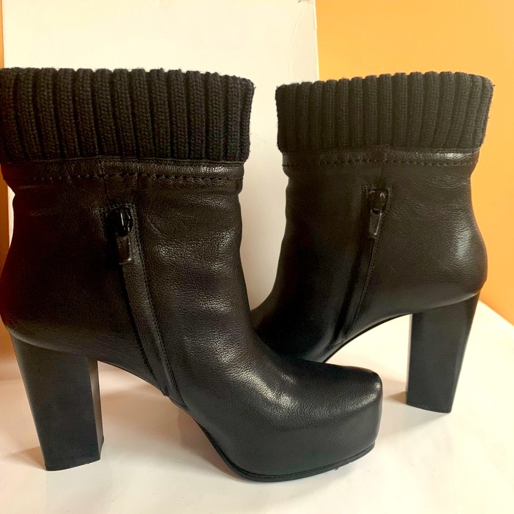 CoSTUME NATIONAL Leather Booties 37.5/A Italy - Picture 2 of 9